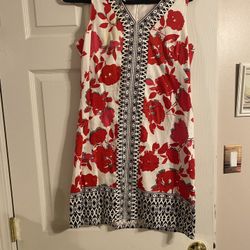 London Times White Floral Dress Size Petite 10