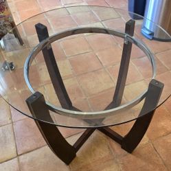 Breakfast or Dining Table, wood, metal and glass