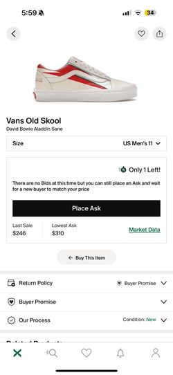 Vans Old Skool David Bowie Size 11.0