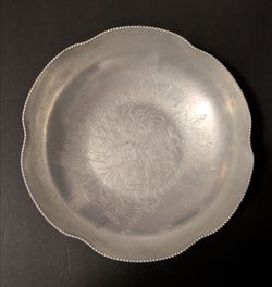 Hand Wrought Aluminum Round Serving Bowl 12 x 12 Vintage 1950s