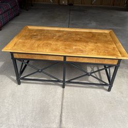 Solid wood and metal coffee table