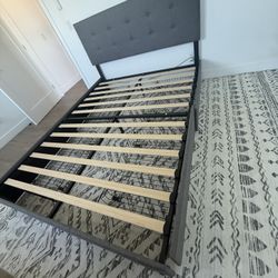 Bed Frame W/ Rolling Drawers- Queen