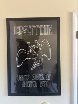 Framed Vintage 1977 Led Zeppelin Concert Poster