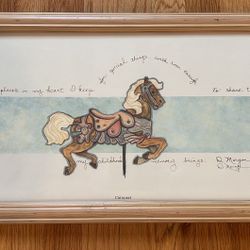 ARTIST SIGNED “Carousel” HORSE FRAMED PRINT