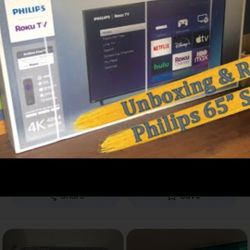 Phillips Roku 4K QLED 65 Inch TV (Like New) With Stand And Remote