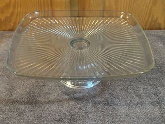 Vintage Anchor Hocking Union Square Glass Cake Stand (12.5” Square)