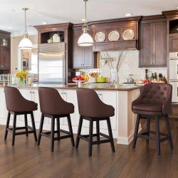 Set of 4 Brown Tufted Swivel Counter Stools – Retail $520 – Special $219
