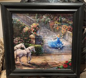 Disney Princess Framed Acrylic Painting Snow White And Cinderella 