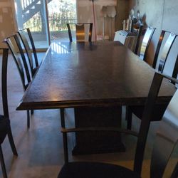 Granite Table, 8 Chairs, 4 Stools 