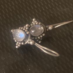 Moon Stone Vintage Sterling Silver Earrings 