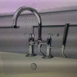 PFISTER TISBURY LG6-2TBD POLISHED NICKEL DECK MOUNTED TUB FILLER W/HAND SHOWER