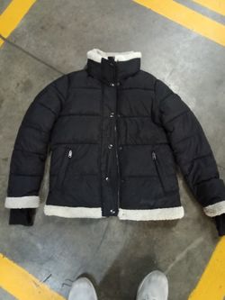 Michael Kors Black Puffer Jacket White Sherpa Trim – Quilted Winter Coat