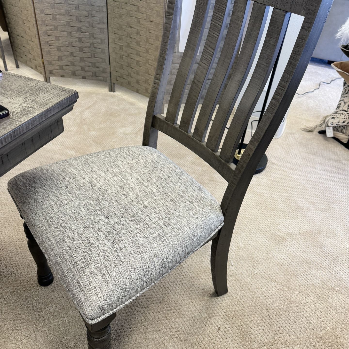  ✅SIDE CHAIR Dining Chair /per Each Fabric Seat Wooden Back Farmhouse, Antique Gray Upholstered