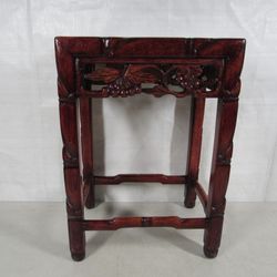 Asian Carved Wood Grapevine Design Statue Plant Vase Table/Stand
