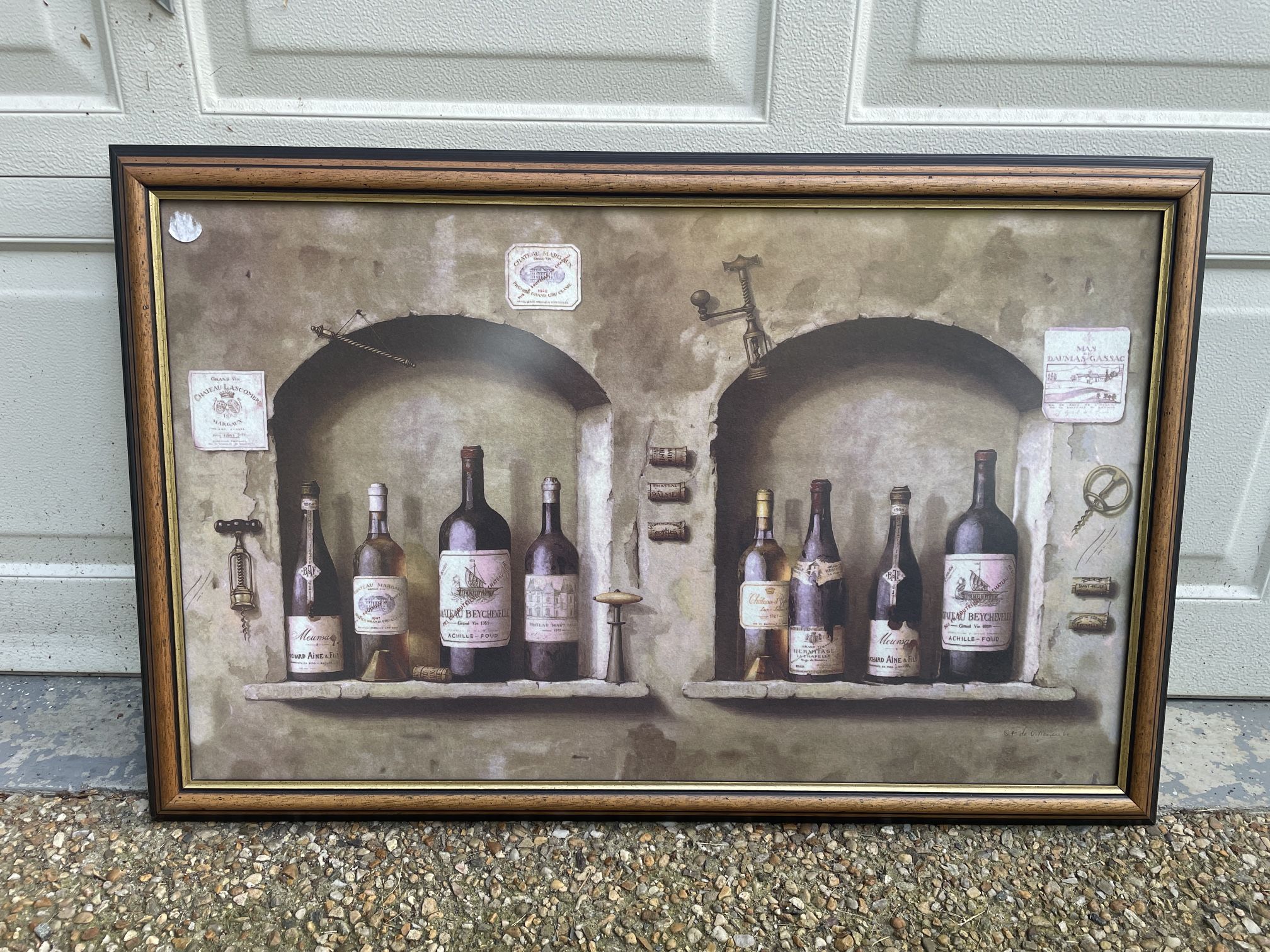 Wine Bottles Framed Print 39” X 25”