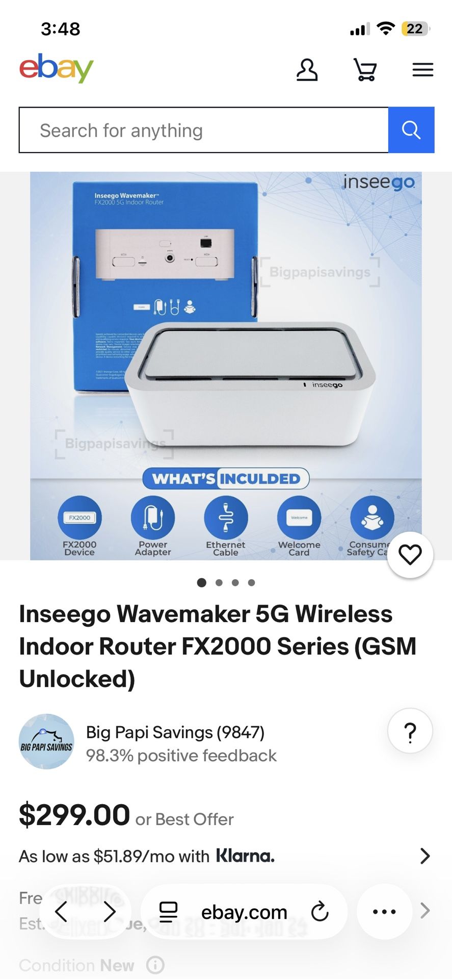 The Inseego Wavemaker 5G Indoor Router FX2000