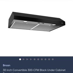 Broan 30 inch Convertible 300-CFM Black Under Cabinet Range Hood
