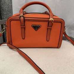 Bright Orange Structured Satchel Bag – Crossbody Strap