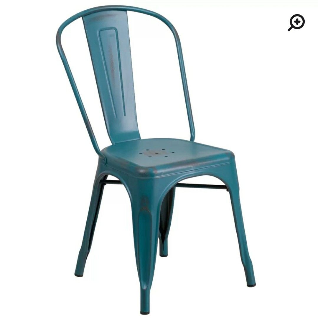 Metal indoor-outdoor stakable chair - set of 4