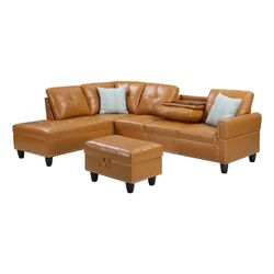 New Ginger Sectional And Ottoman 