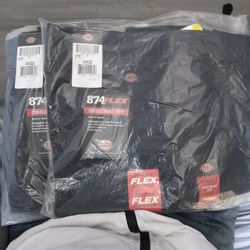 Two 874 Flex Dickies Black Pants New.