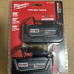 Milwaukee M18 High Capacity Pack Of Two 5.0 Sealed 