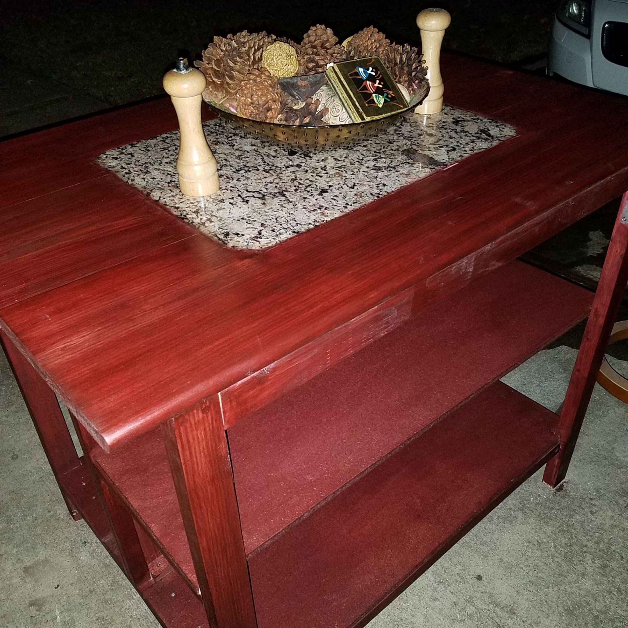 Handmade rustic granite top kitchen island