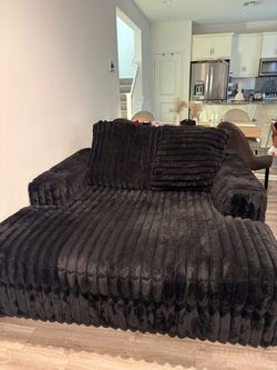 Black Oversized Plush Corduroy Sofa