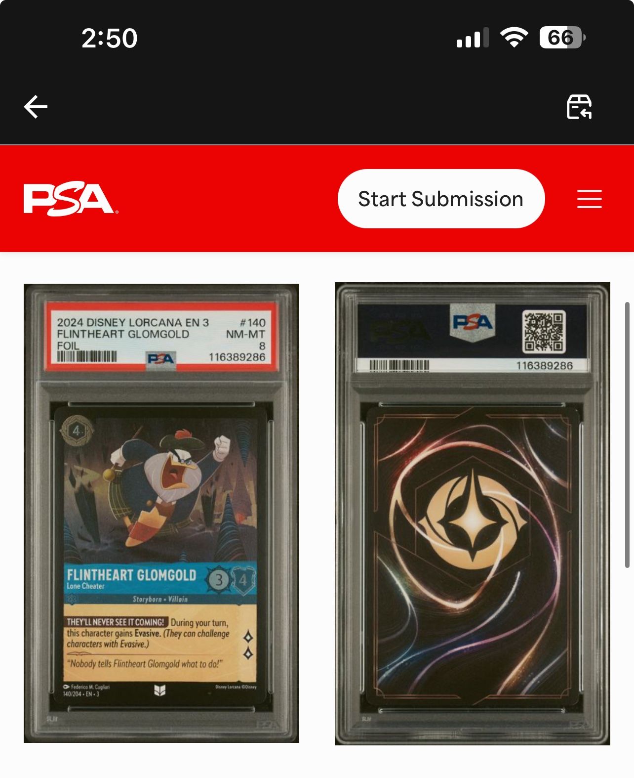 2024 PSA 8 Disney Lorcana EN 3 Flintheart Glomgold – Lone Cheater FOIL #140/204
