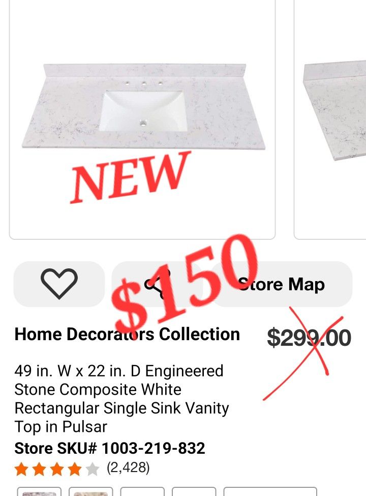 Single Sink Vanity Top