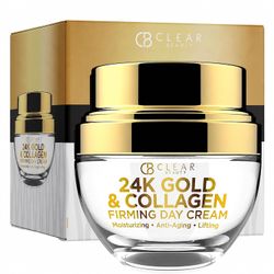 CLEAR BEAUTY 24K GOLD & COLLAGEN FIRMING DAY CREAM, HYDRATING 1.69 OZ.
