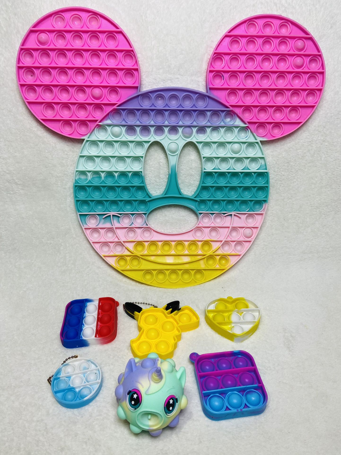 Kids Fidget Toy Lot Bubble Wrap Fidget Toys Giant 15” Mickey Pikachu Fidgetcorn