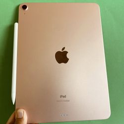 Apple IPad Air 4th Generation (10.9” Liquid Retina/ 2020 Model / pink) 64GB with keyboard case, pen & Accessories (256Gb $499)