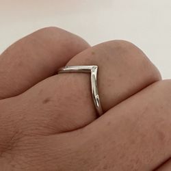 Heart Pave Silver Band S925 Sz 8 Or 9