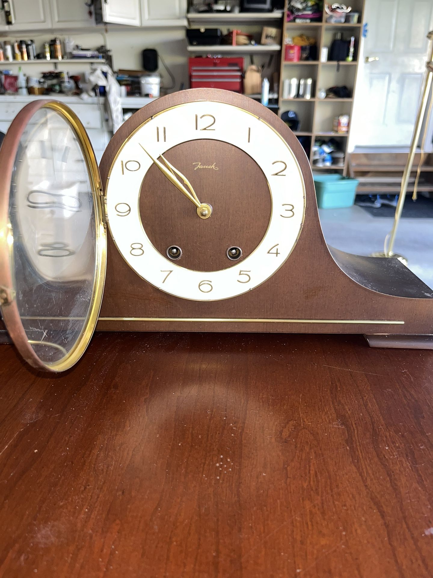 Antique Jauch Western Germany Mantel Clock Working No Key