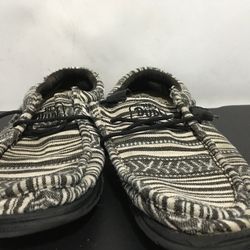 Hey Dude Black Stripes Slip-On Shoes - Size 8 Mens /Women's 10