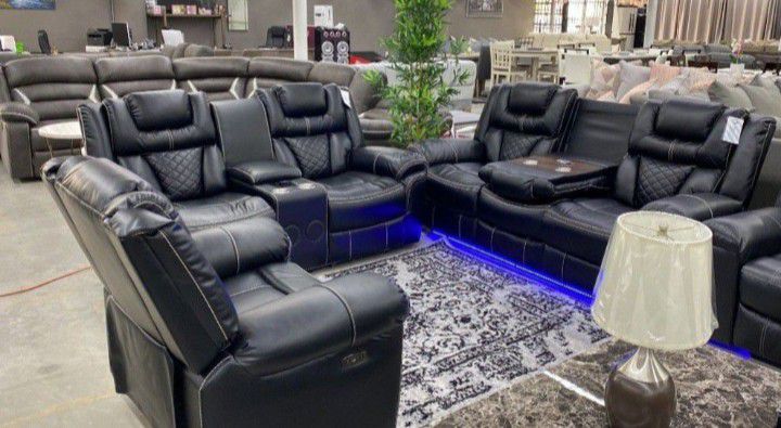 New Three-piece Power Reclining Sofa Loveseat And Chair With Free Delivery