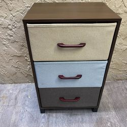 3-Drawer Storage - Wood With Sturdy Cloth Storage Drawers - Local Delivery for a Fee - See My Other Items 😀