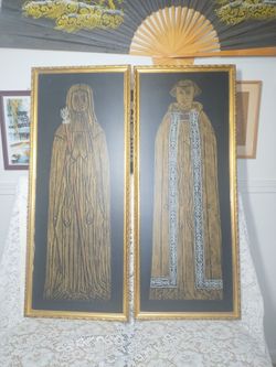 Vintage Framed Brass Rubbings.. Price is for BOTH.. Marbach and 410 at 78227 or 1604