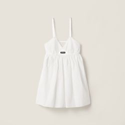 Miu Miu slubbed poplin and eyelet lace mini-dress