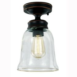 Rubbed bronze vintage bulb flush mount