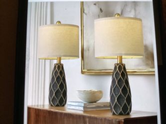 Set of 2 Table Lamps with Diamond Pattern