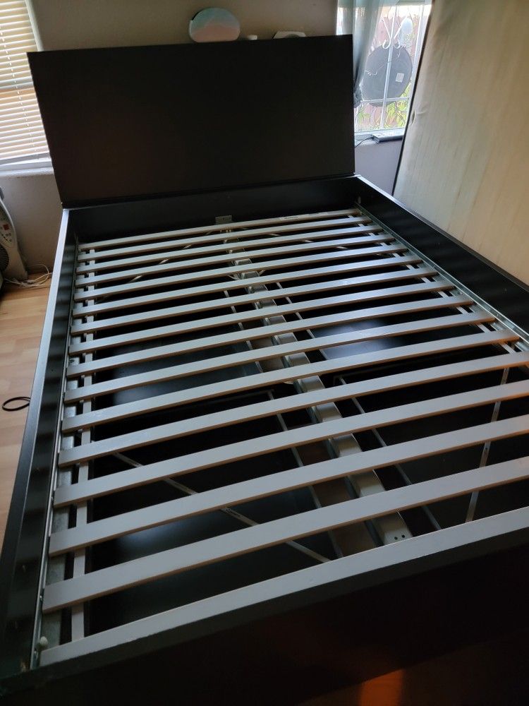 Bed Frame & Headboard, Underbed Storage, Black, Full-size