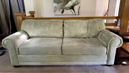 Sofa: Ultra suede color seafoam green “FREE”