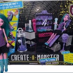 MONSTER HIGH COLOR ME CREEPY DESIGN CHAMBER CREATE-A-MONSTER PLAYSET.