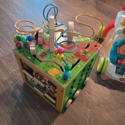Wooden Activity Cube Toy with Bead Maze