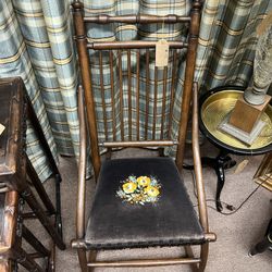 Antique Victorian Needlepoint Rocking Chair