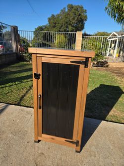 Small (33.5 ″ Tall) Outdoor Storage Cabinet with Metal Top & Shelves -l