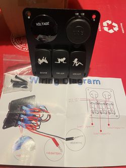 Auto/Boat Marine Switch Panel 3 Gang Light On/Off Digital LED Voltmeter Combination Dual USB Car Charger Port Rocker Socket 