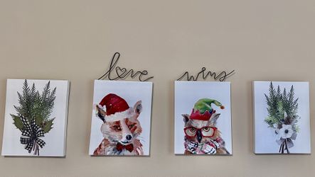 Canvas Wall Hanging Decor( Set of 4) with Love Sign(Set of 2)